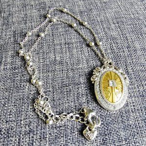 BRIGHTON Truthful Cross Two Tone Pendant Necklace NWOT